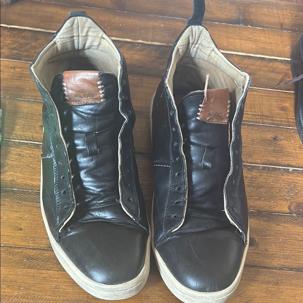 Aldo Black Leather Men's Shoes